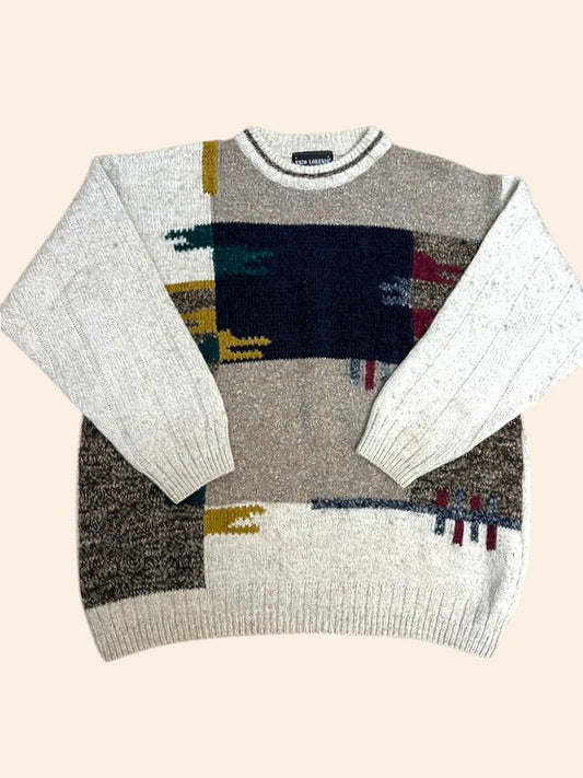 Pull vintage à motifs - Coloré