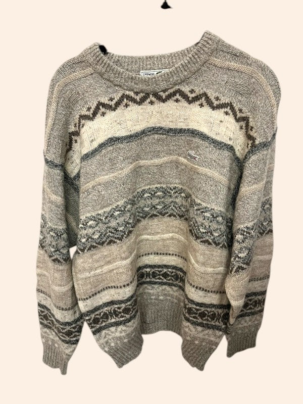 Pull Lacoste vintage en maille - Motifs jacquard
