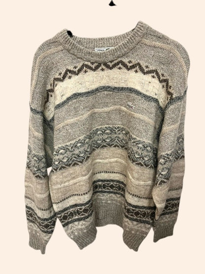 Pull Lacoste vintage en maille - Motifs jacquard