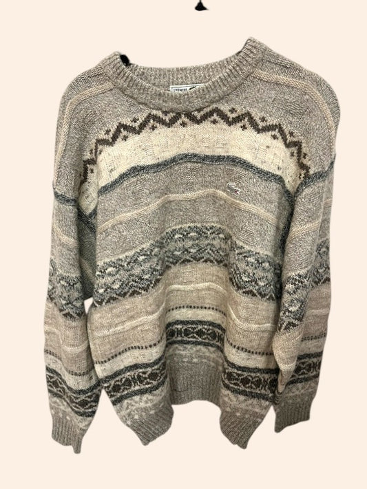 Pull Lacoste vintage en maille - Motifs jacquard