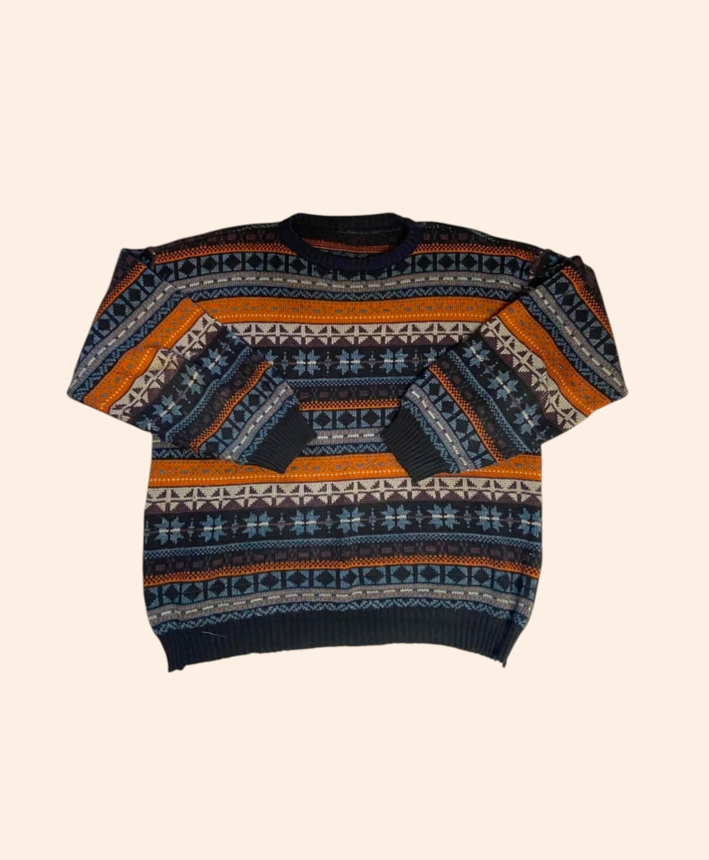 Pull d’hiver motifs Jacquard vintage