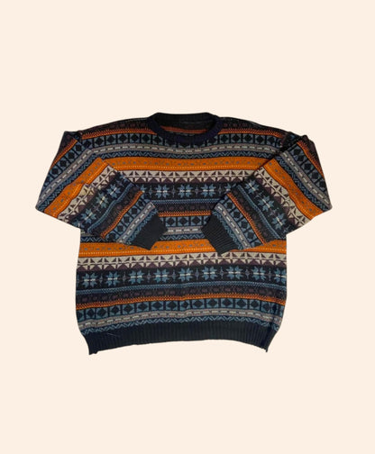 Pull d’hiver motifs Jacquard vintage
