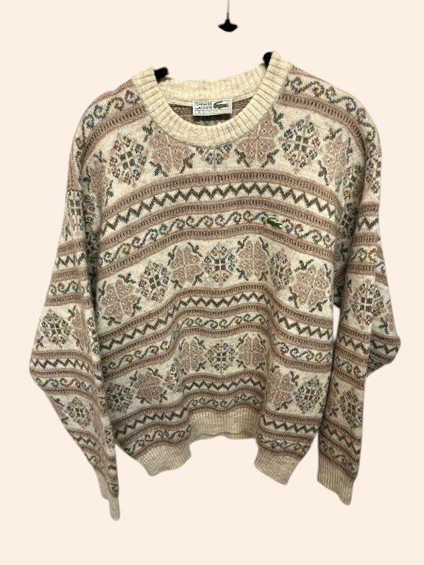Pull Lacoste vintage en maille - Motifs jacquard
