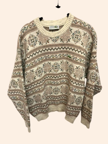 Pull Lacoste vintage en maille - Motifs jacquard