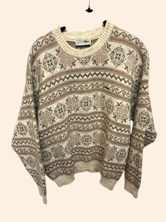 Pull Lacoste vintage en maille - Motifs jacquard